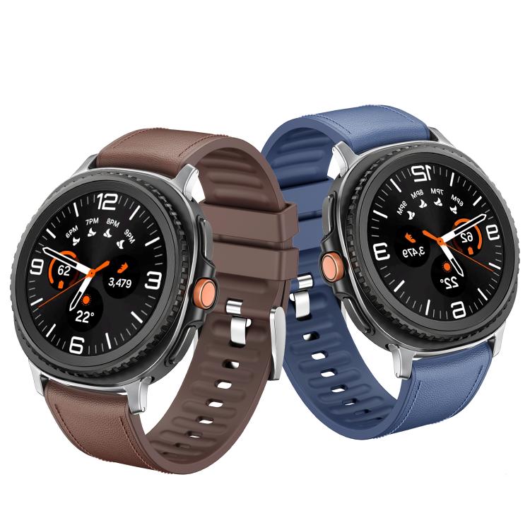 For Samsung Galaxy Watch8 / Watch8 Classic Metal Head Leather Skin Silicone Watch Band(Light Gray) by bashfashion