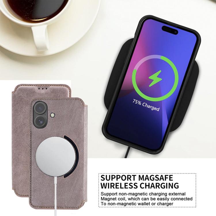 For iPhone 17 Kalebol Flip Card Slot MagSafe Leather Phone Case(Pink) by Kalebol