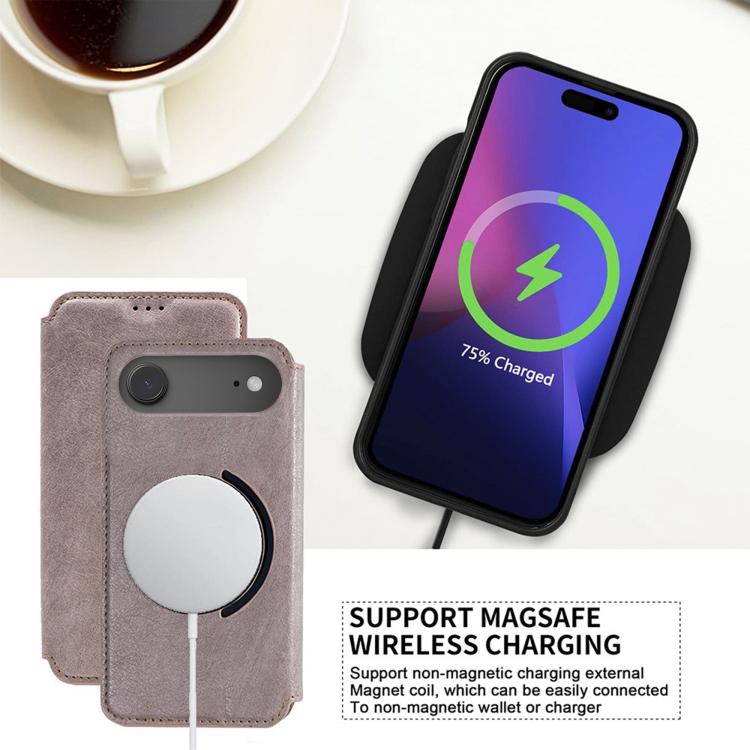 For iPhone Air Kalebol Flip Card Slot MagSafe Leather Phone Case(Pink) by Kalebol