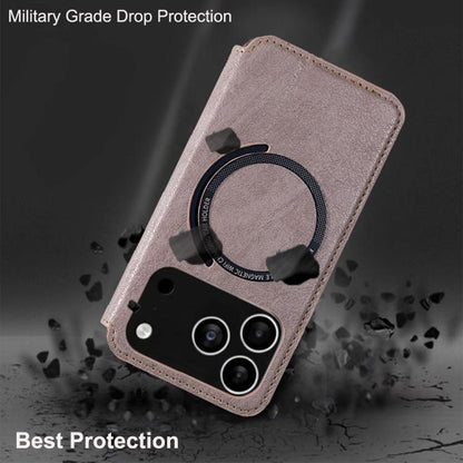 For iPhone 17 Pro Kalebol Flip Card Slot MagSafe Leather Phone Case(Pink) by Kalebol