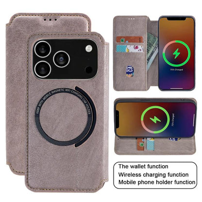 For iPhone 17 Pro Kalebol Flip Card Slot MagSafe Leather Phone Case(Pink) by Kalebol