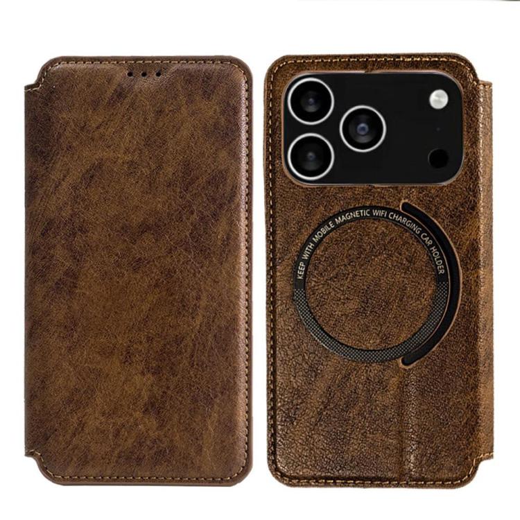 For iPhone 17 Pro Kalebol Flip Card Slot MagSafe Leather Phone Case(Brown) by Kalebol
