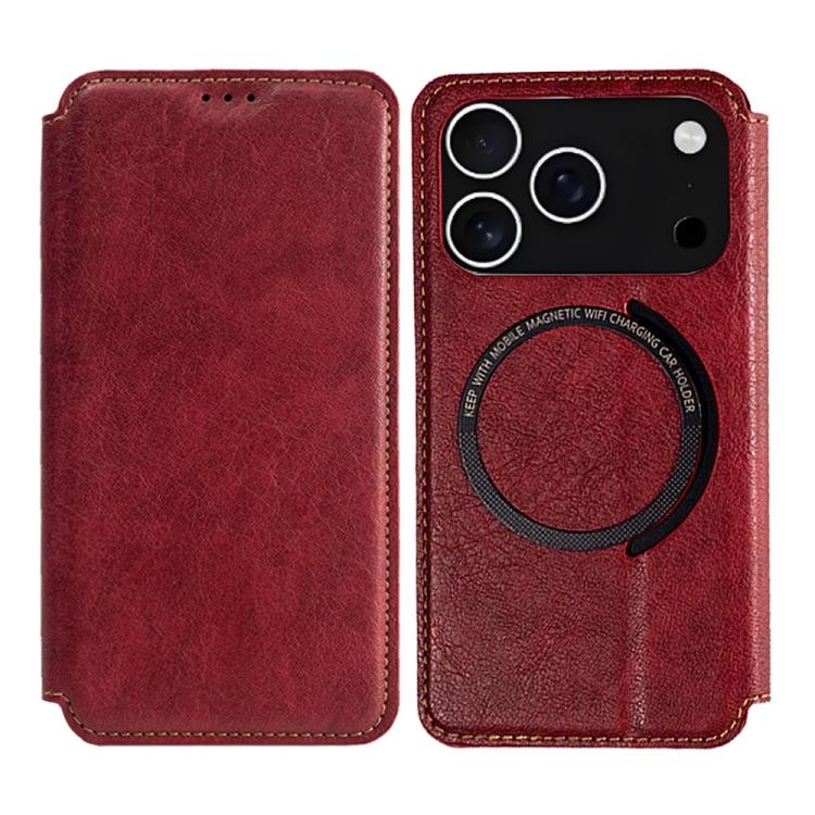For iPhone 17 Pro Kalebol Flip Card Slot MagSafe Leather Phone Case(Red) by Kalebol