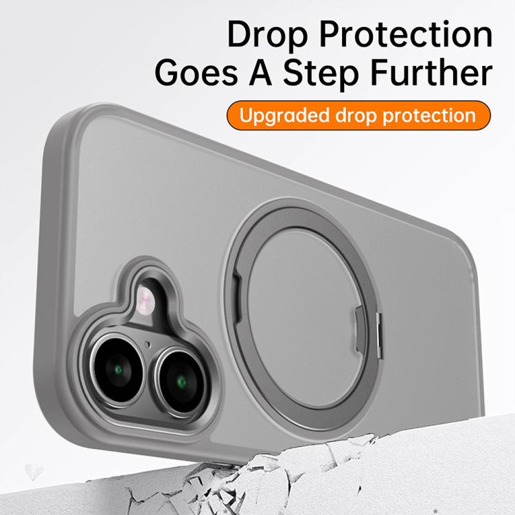 For iPhone 17 Kalebol Rotating Magnetic Holder MagSafe Phone Case(Transparent Silver) by Kalebol