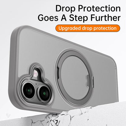 For iPhone 17 Kalebol Rotating Magnetic Holder MagSafe Phone Case(Transparent Silver) by Kalebol