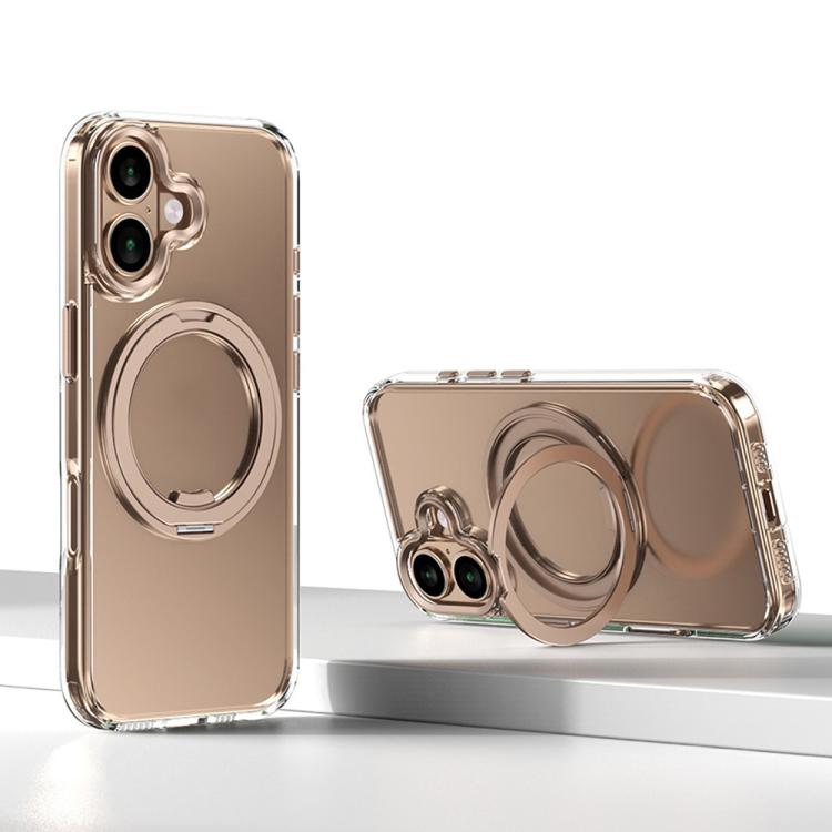 For iPhone 17 Kalebol Rotating Magnetic Holder MagSafe Phone Case(Transparent Gold) by Kalebol