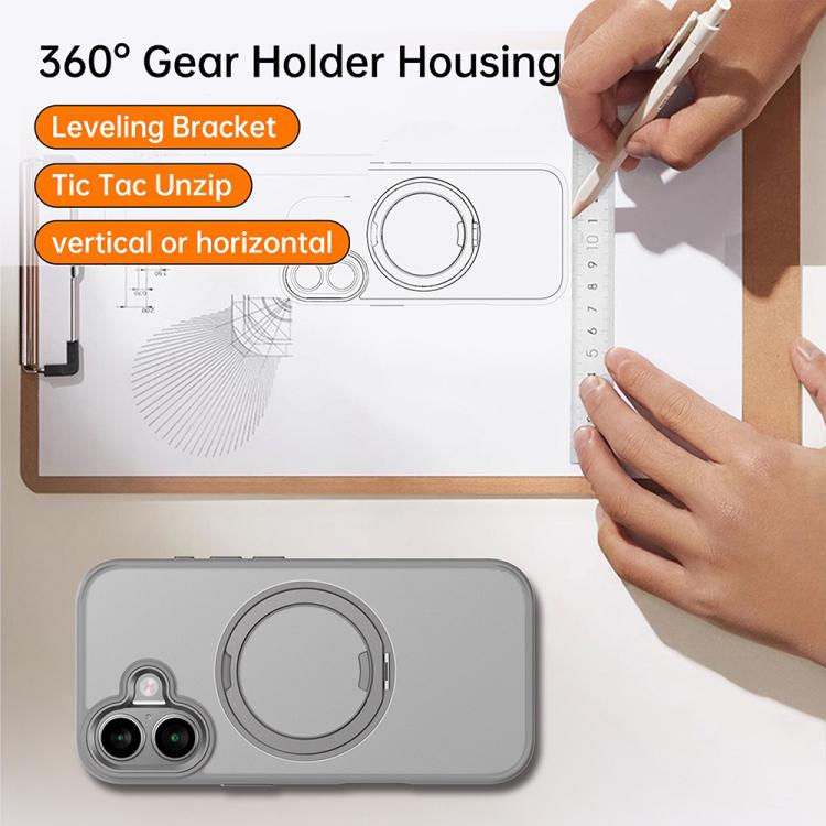 For iPhone 17 Kalebol Rotating Magnetic Holder MagSafe Phone Case(Transparent Gold) by Kalebol