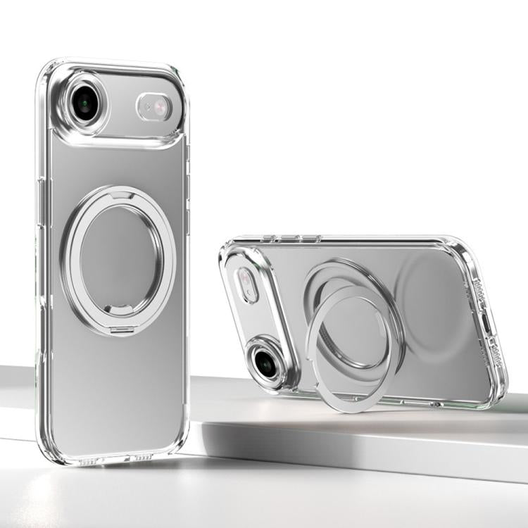 For iPhone Air Kalebol Rotating Magnetic Holder MagSafe Phone Case(Transparent Silver) by Kalebol