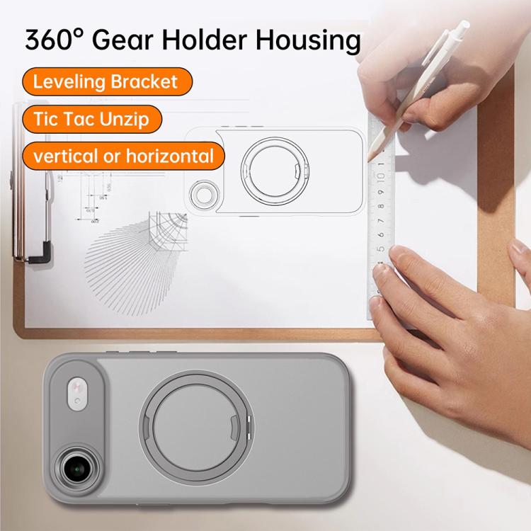 For iPhone Air Kalebol Rotating Magnetic Holder MagSafe Phone Case(Transparent Silver) by Kalebol