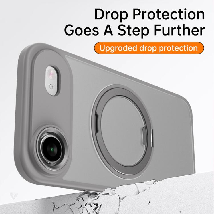 For iPhone Air Kalebol Rotating Magnetic Holder MagSafe Phone Case(Transparent Silver) by Kalebol