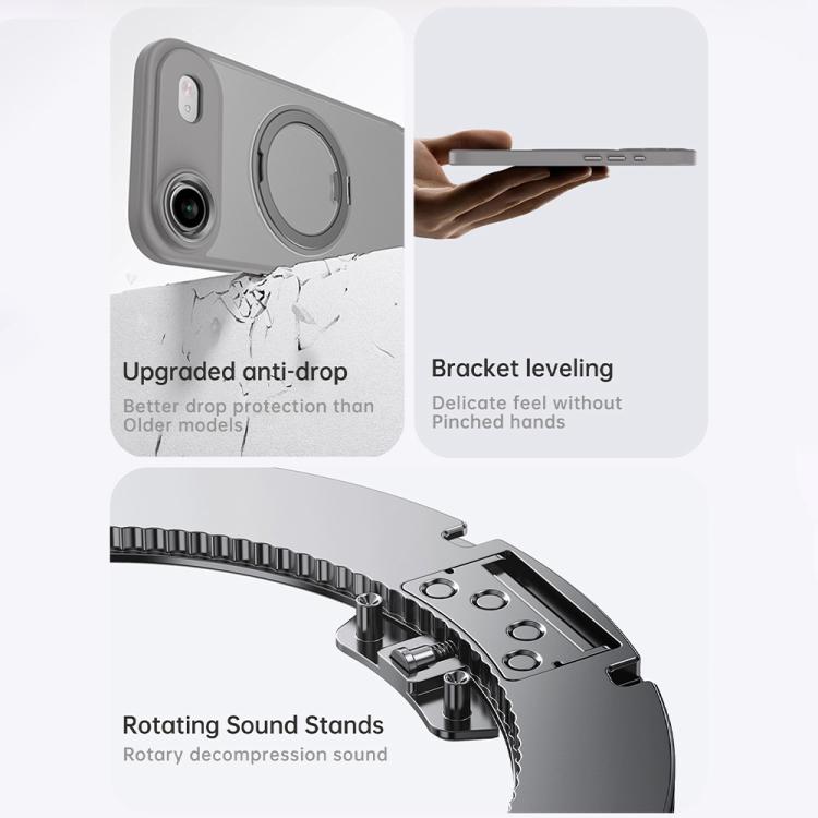 For iPhone Air Kalebol Rotating Magnetic Holder MagSafe Phone Case(Transparent Silver) by Kalebol