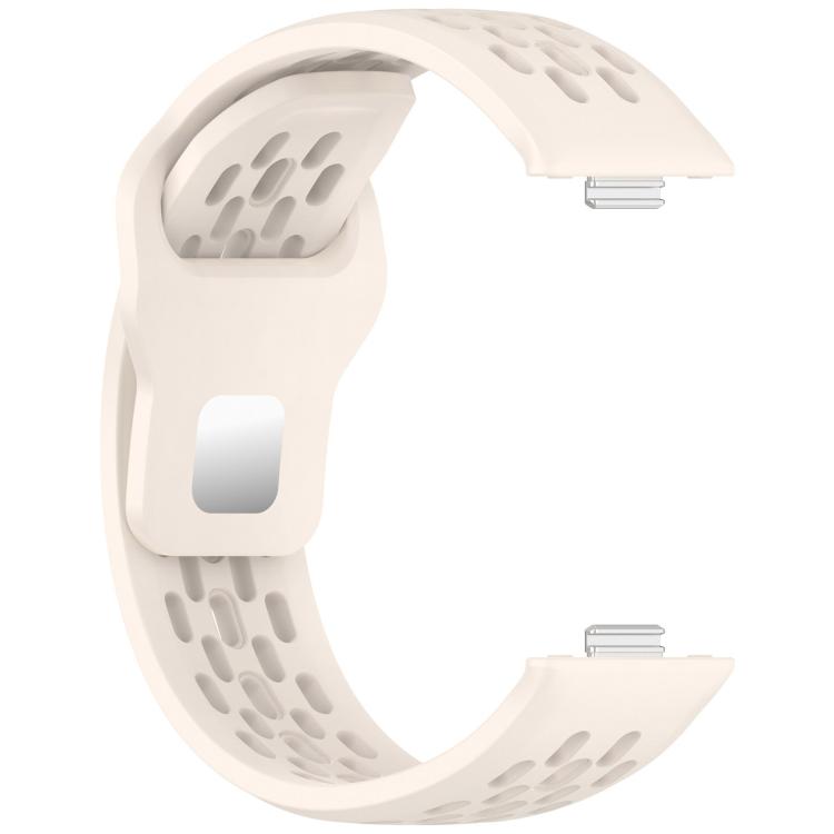 For Huawei Watch Fit4 / Fit4 Pro / Fit3 Mesh Silver Reverse Steel Buckle Silicone Watch Band(Starlight) by bashfashion