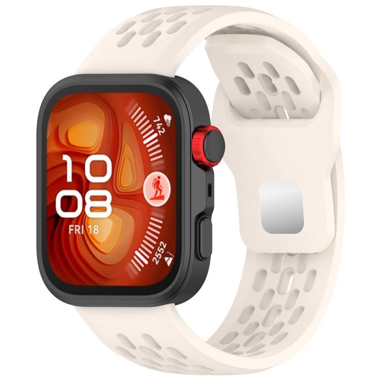 For Huawei Watch Fit4 / Fit4 Pro / Fit3 Mesh Silver Reverse Steel Buckle Silicone Watch Band(Starlight) by bashfashion