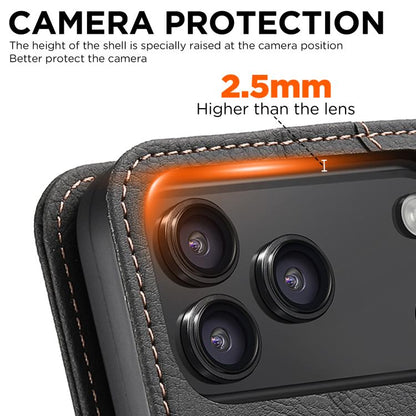 For iPhone 17 Pro Max SUTENI J07 Multifunctional Horizontal Flip Magsafe Leather Phone Case(Black) by Suteni