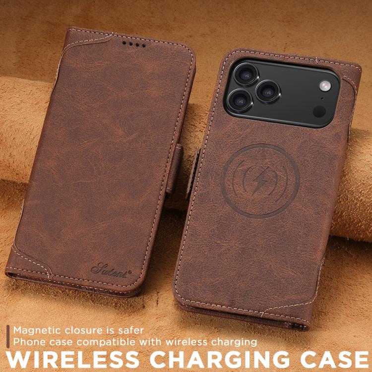For iPhone 17 Pro Max SUTENI J07 Multifunctional Horizontal Flip Magsafe Leather Phone Case(Brown) by Suteni
