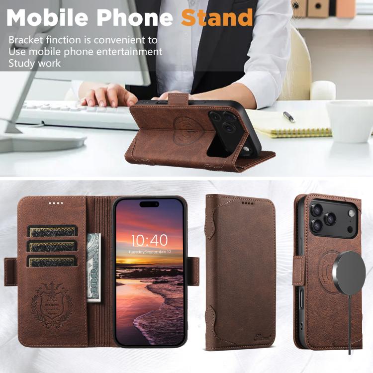 For iPhone 17 Pro Max SUTENI J07 Multifunctional Horizontal Flip Magsafe Leather Phone Case(Brown) by Suteni