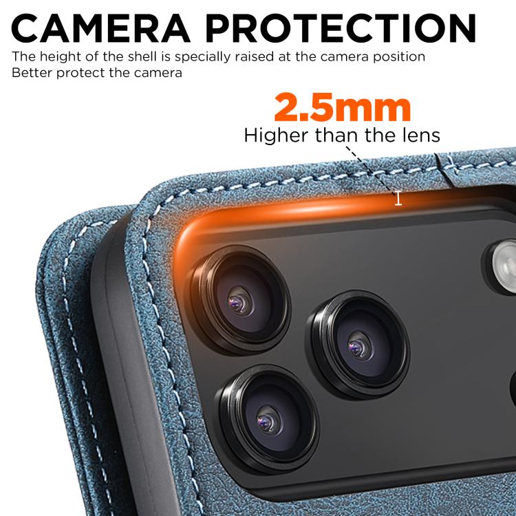 For iPhone 17 Pro Max SUTENI J07 Multifunctional Horizontal Flip Magsafe Leather Phone Case(Blue) by Suteni