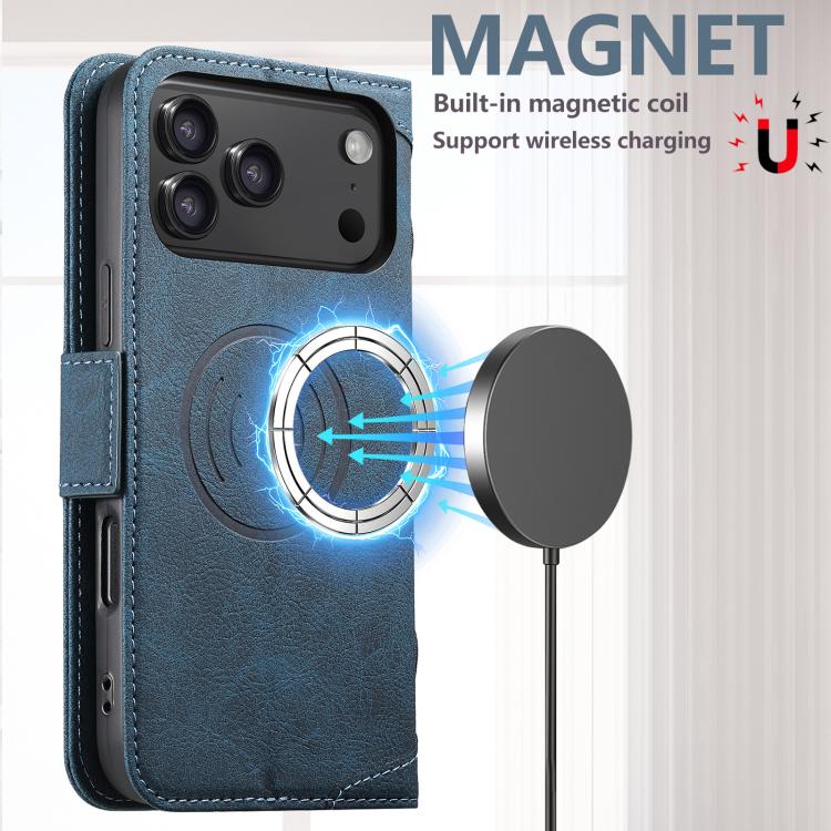 For iPhone 17 Pro Max SUTENI J07 Multifunctional Horizontal Flip Magsafe Leather Phone Case(Blue) by Suteni