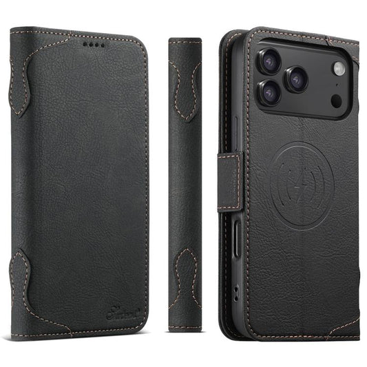 For iPhone 17 Pro SUTENI J07 Multifunctional Horizontal Flip Magsafe Leather Phone Case(Black) by Suteni