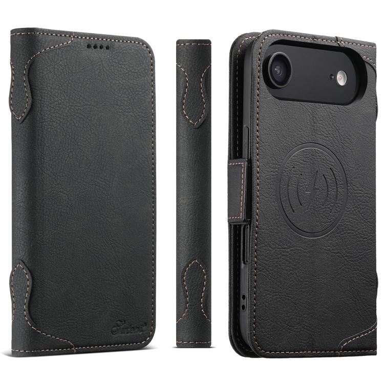 For iPhone Air SUTENI J07 Multifunctional Horizontal Flip Magsafe Leather Phone Case(Black) by Suteni