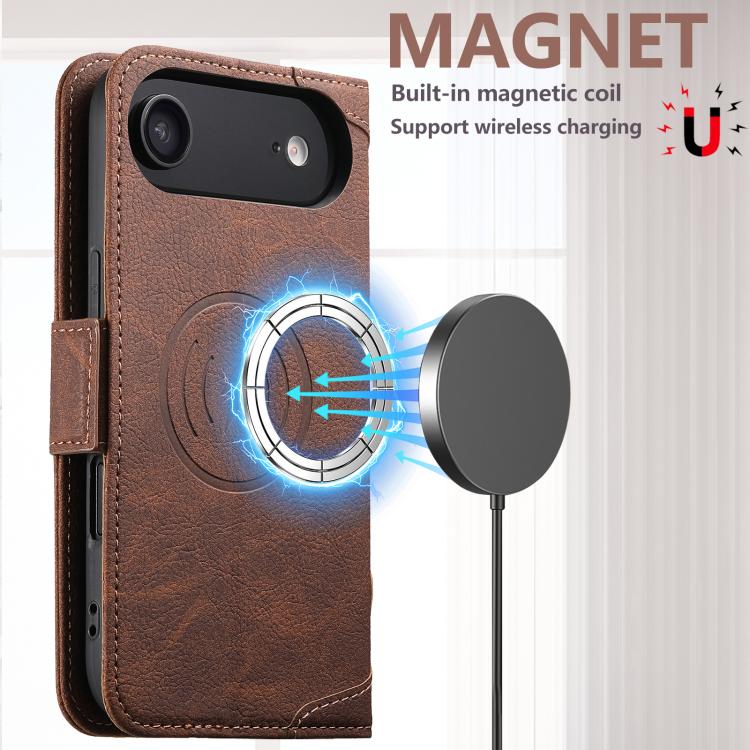 For iPhone Air SUTENI J07 Multifunctional Horizontal Flip Magsafe Leather Phone Case(Brown) by Suteni