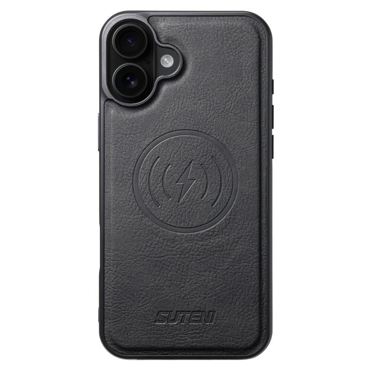 For iPhone 17 Suteni G5 Litchi Leather Magnetic MagSafe Phone Case(Black) by Suteni
