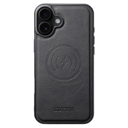 For iPhone 17 Suteni G5 Litchi Leather Magnetic MagSafe Phone Case(Black) by Suteni