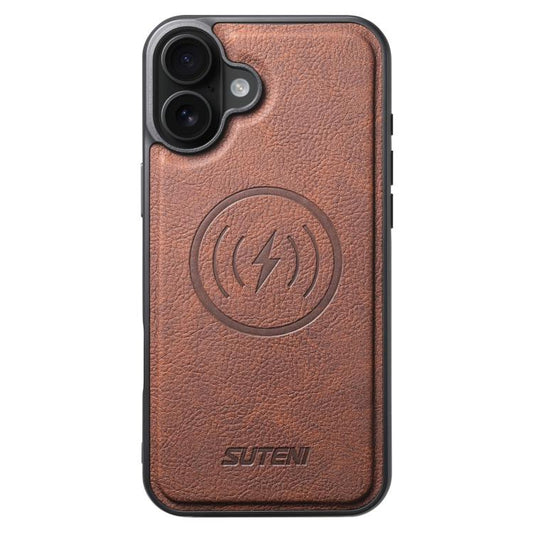For iPhone 17 Suteni G5 Litchi Leather Magnetic MagSafe Phone Case(Brown) by Suteni