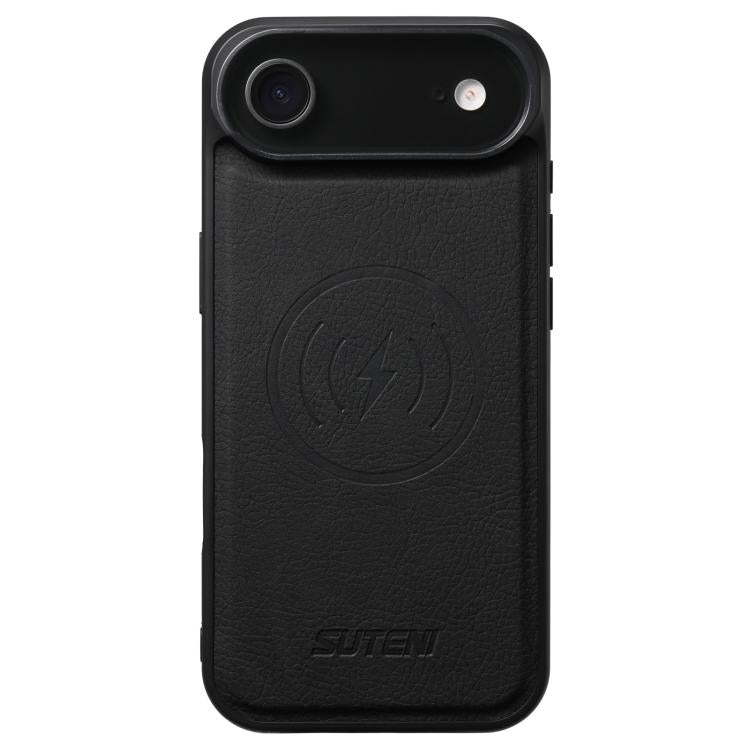 For iPhone Air Suteni G5 Litchi Leather Magnetic MagSafe Phone Case(Black) by Suteni