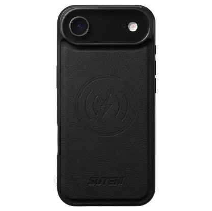 For iPhone Air Suteni G5 Litchi Leather Magnetic MagSafe Phone Case(Black) by Suteni