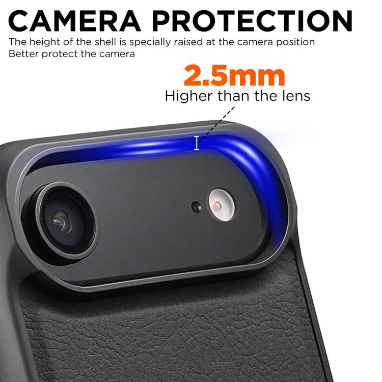 For iPhone Air Suteni G5 Litchi Leather Magnetic MagSafe Phone Case(Black) by Suteni