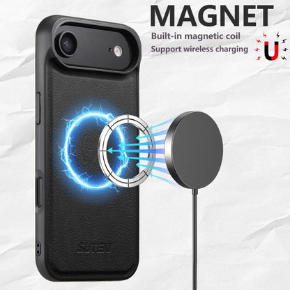 For iPhone Air Suteni G5 Litchi Leather Magnetic MagSafe Phone Case(Black) by Suteni