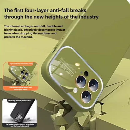 For iPhone 16 Kalebol Large Windows Frosted Liquid Silicone Phone Case(Cream) by Kalebol