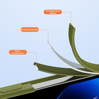 For iPhone 16 Kalebol Large Windows Frosted Liquid Silicone Phone Case(Black) by Kalebol