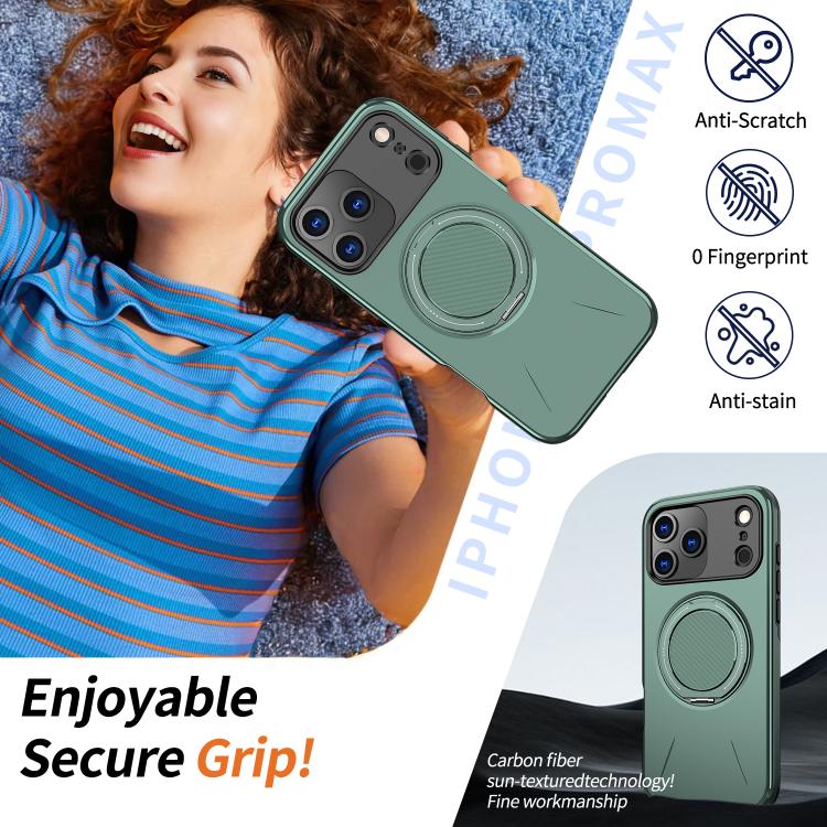 For iPhone 17 Pro Max Kalebol Magnetic MagSafe Rotation Holder PC Phone Case(Grey Green) by Kalebol