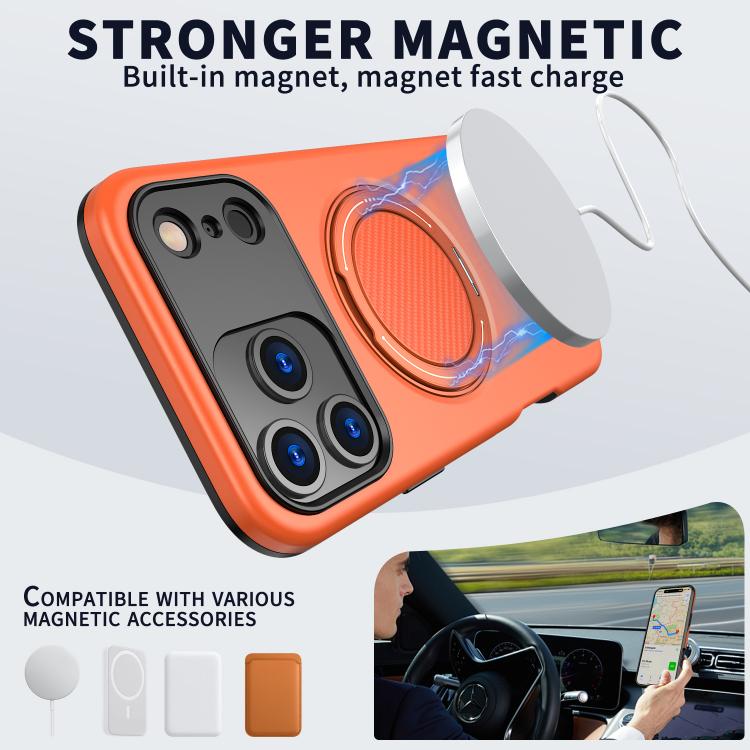 For iPhone 17 Pro Kalebol Magnetic MagSafe Rotation Holder PC Phone Case(Orange) by Kalebol