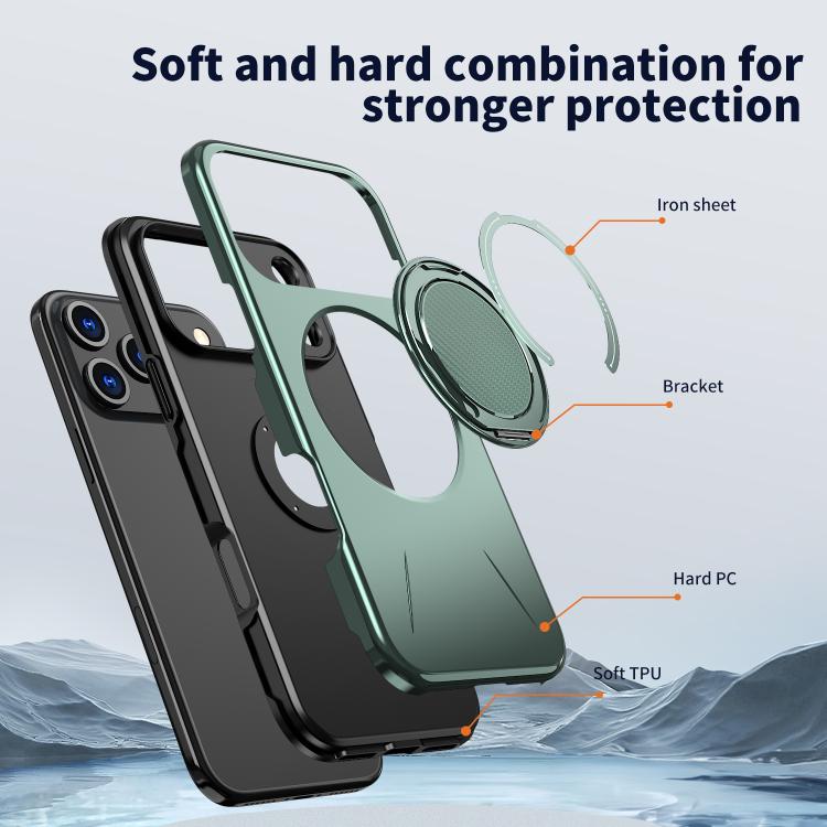 For iPhone 17 Pro Kalebol Magnetic MagSafe Rotation Holder PC Phone Case(Grey Green) by Kalebol