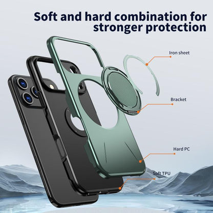 For iPhone 17 Pro Kalebol Magnetic MagSafe Rotation Holder PC Phone Case(Grey Green) by Kalebol