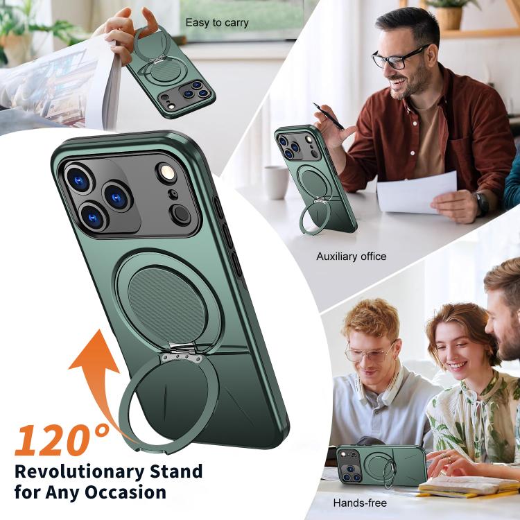 For iPhone 17 Pro Kalebol Magnetic MagSafe Rotation Holder PC Phone Case(Grey Green) by Kalebol