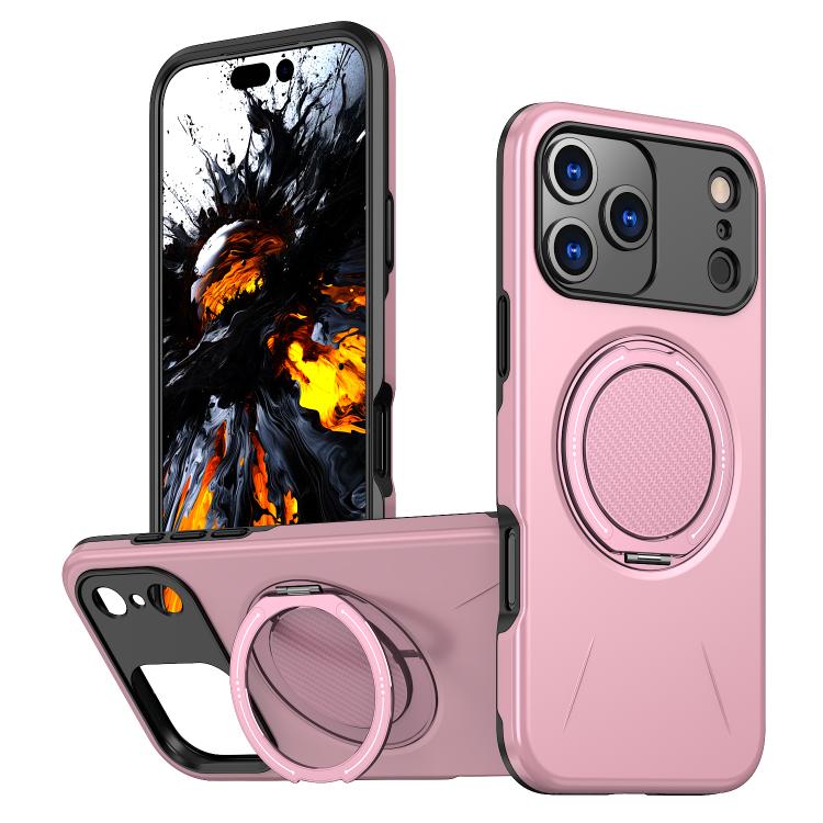 For iPhone 17 Pro Kalebol Magnetic MagSafe Rotation Holder PC Phone Case(Pink) by Kalebol
