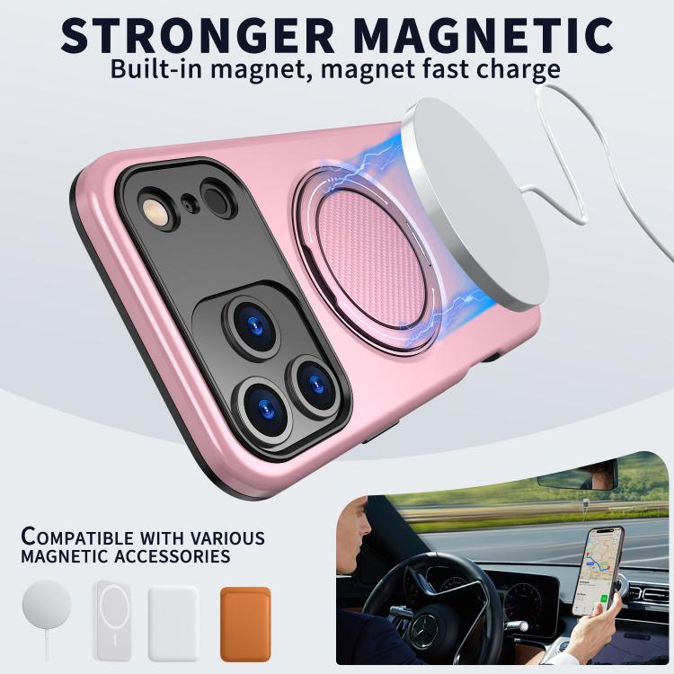 For iPhone 17 Pro Kalebol Magnetic MagSafe Rotation Holder PC Phone Case(Pink) by Kalebol