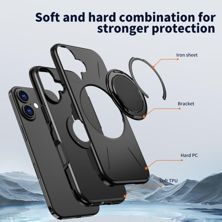 For iPhone 17 Kalebol Magnetic MagSafe Rotation Holder PC Phone Case(Black) by Kalebol