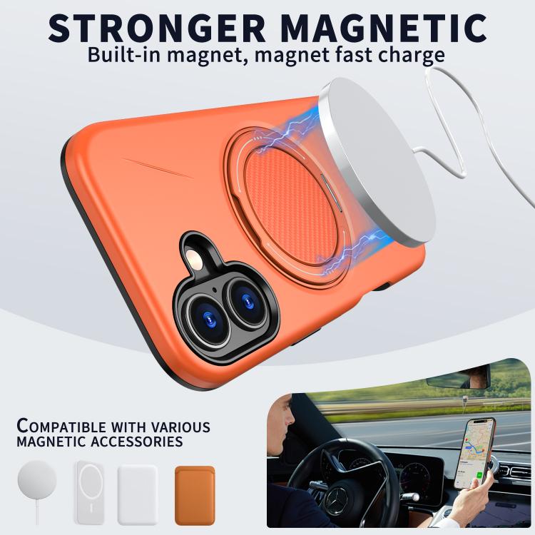 For iPhone 17 Kalebol Magnetic MagSafe Rotation Holder PC Phone Case(Orange) by Kalebol