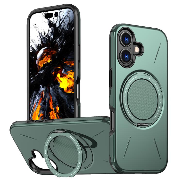 For iPhone 17 Kalebol Magnetic MagSafe Rotation Holder PC Phone Case(Grey Green) by Kalebol