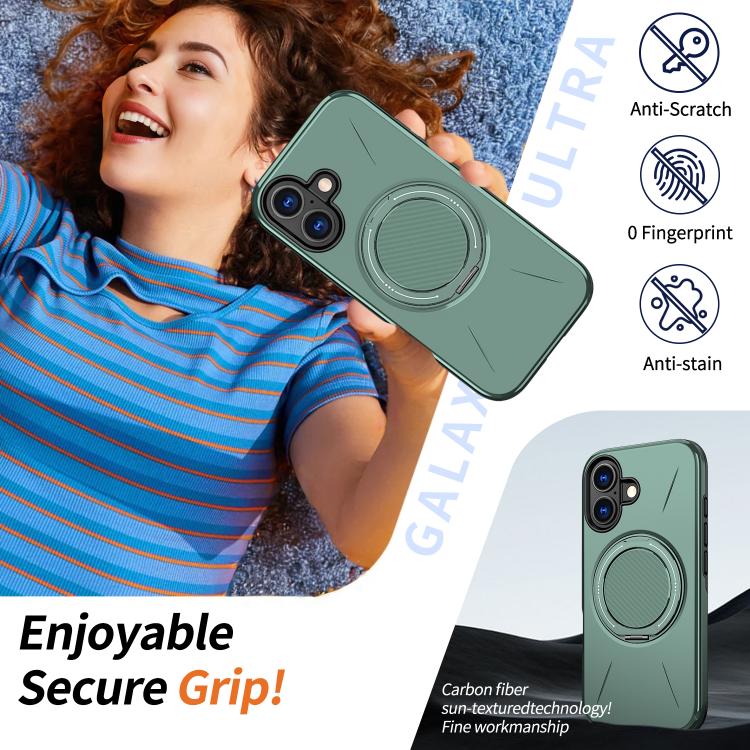 For iPhone 17 Kalebol Magnetic MagSafe Rotation Holder PC Phone Case(Grey Green) by Kalebol