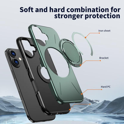 For iPhone 17 Kalebol Magnetic MagSafe Rotation Holder PC Phone Case(Grey Green) by Kalebol