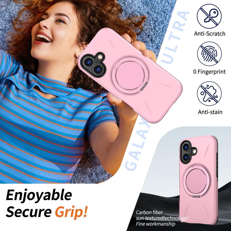 For iPhone 17 Kalebol Magnetic MagSafe Rotation Holder PC Phone Case(Pink) by Kalebol