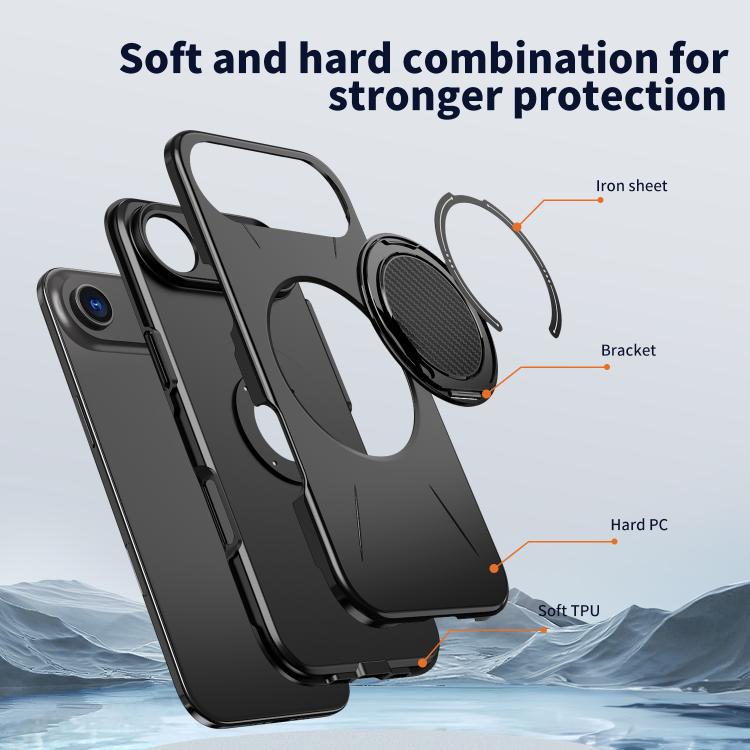 For iPhone Air Kalebol Magnetic MagSafe Rotation Holder PC Phone Case(Black) by Kalebol