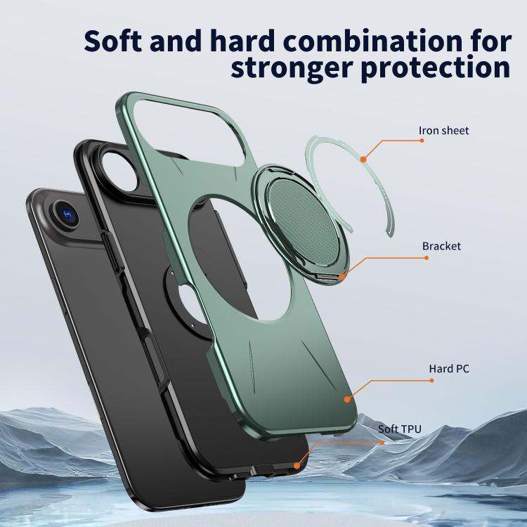 For iPhone Air Kalebol Magnetic MagSafe Rotation Holder PC Phone Case(Grey Green) by Kalebol