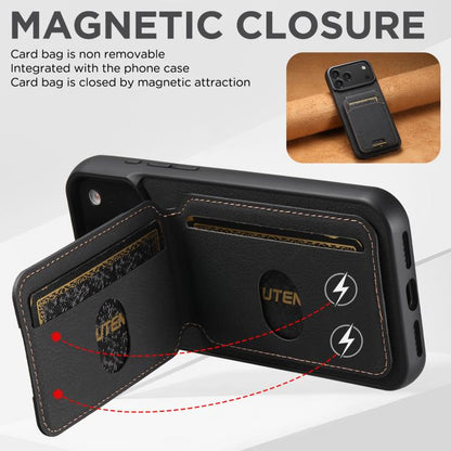 For iPhone 17 Pro Suteni H02 Litchi Leather Card Wallet Stand Back Phone Case(Black) by Suteni